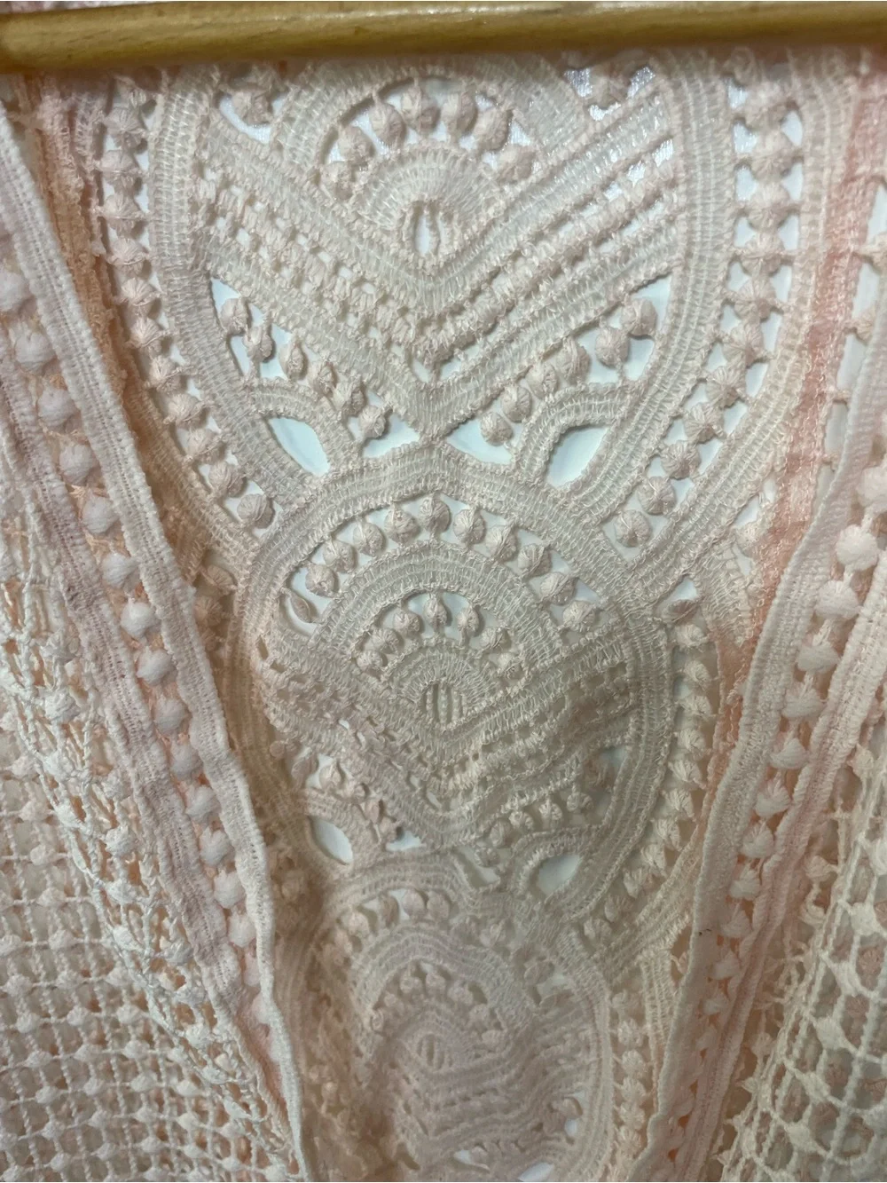 Peachy Pink Crochet Lace Open-Front Kimono Cardigan Swim Coverup Womens 18/20W